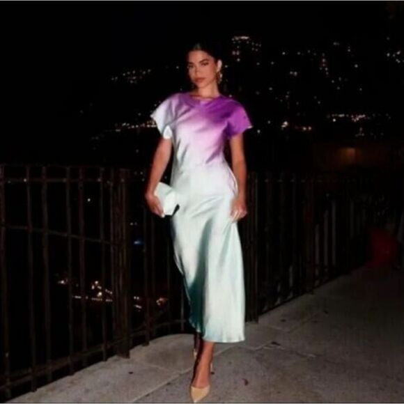 ZARA TIE DYE SATIN DRESS ombre - Picture 4 of 15